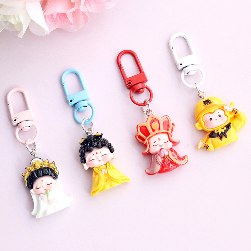 国风钥匙扣文创西游记国潮树脂挂件书包挂坠挂饰卡通钥匙圈小礼物