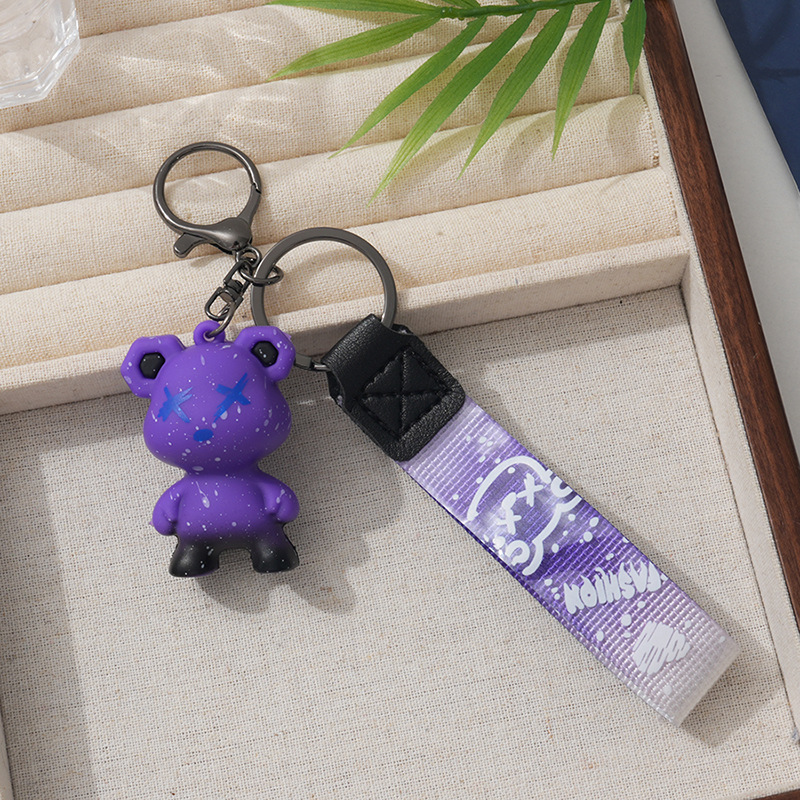 网红暴力熊小公仔钥匙扣卡通挂件包包书包随身挂饰汽车钥匙链创意