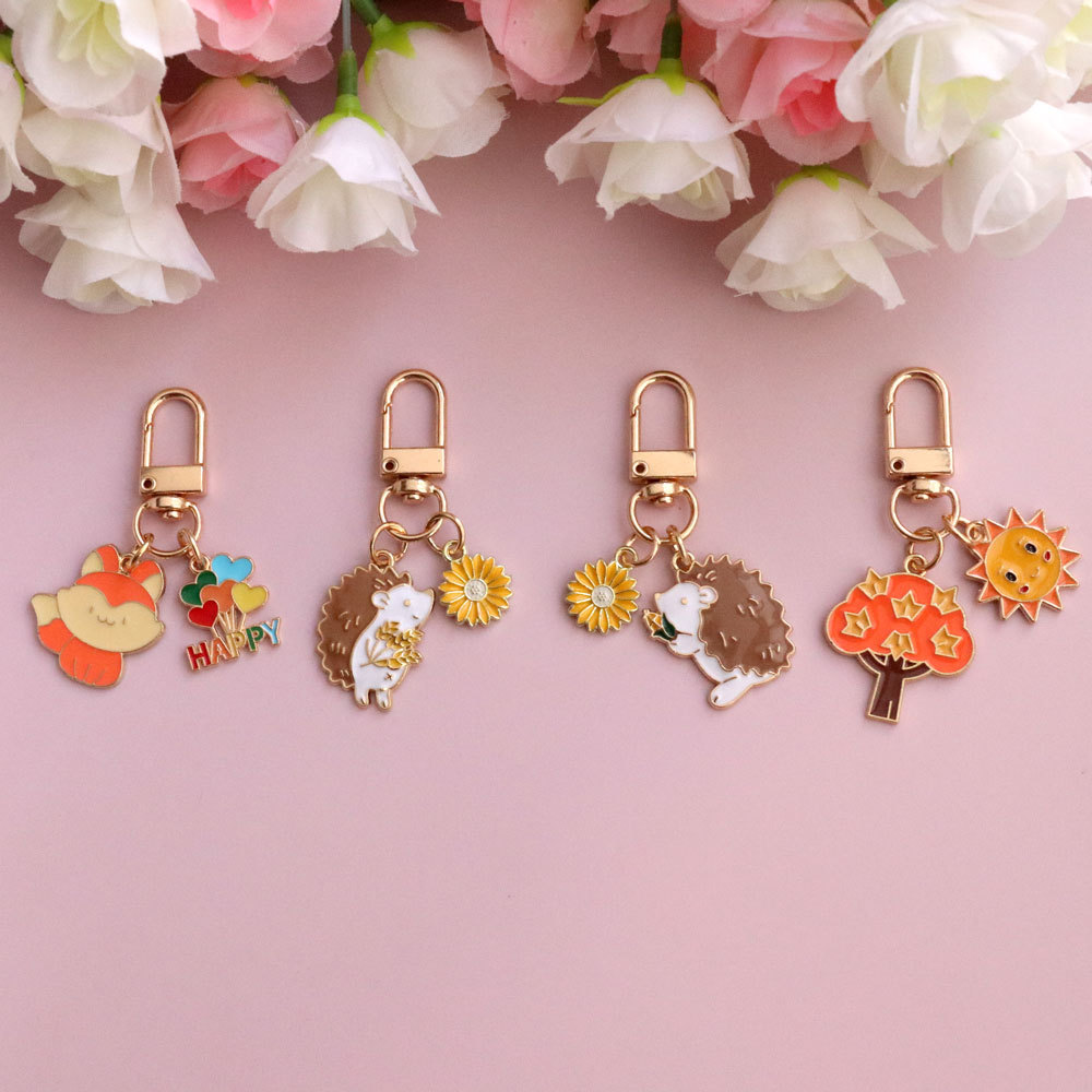 狐狸刺猬幸运钥匙扣包包背包书包挂件钥匙圈小挂饰挂扣饰品锌合金