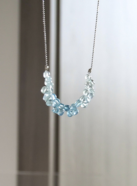 ERSHI尔时｜既白 原创设计海蓝宝手工串珠925银可调节项链锁骨链