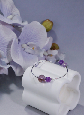 ERSHI尔时｜惊梦 原创设计感紫水晶925银简约可调节弹力手镯手串