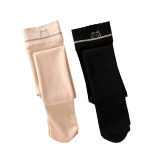 儿童肤色连裤袜薄绒秋冬女童光腿神器自然肤水光袜女孩黑色打底袜