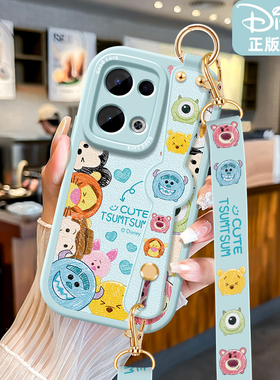 迪士尼适用OPPOReno13手机壳挂绳腕带女新款reno13pro保护套硅胶opp0萌宠ren0可爱13全包por斜挎可背防摔软壳