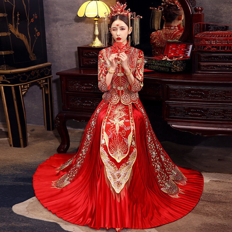 秀禾服2020新款新娘结婚中式礼服女夏季禾服薄款秀和服婚纱敬酒服