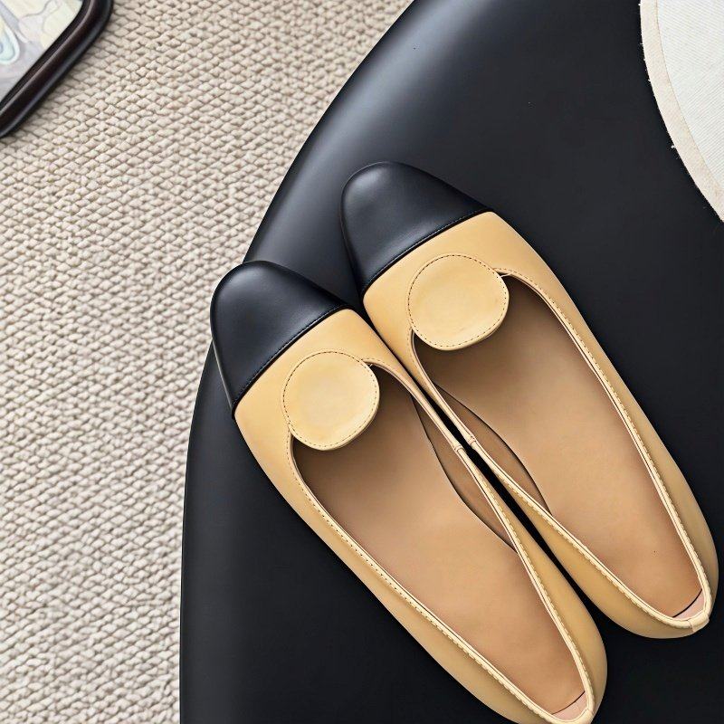 cocy法式真皮拼色平底单鞋女浅口百搭舒适气质优雅鞋春季2026新款,女鞋,浅口单鞋,淘宝优惠券,粉丝福利购,淘宝优惠卷