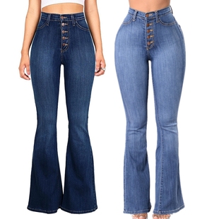Jeans Femme legged Waist Pants Wide Women ladies High Denim