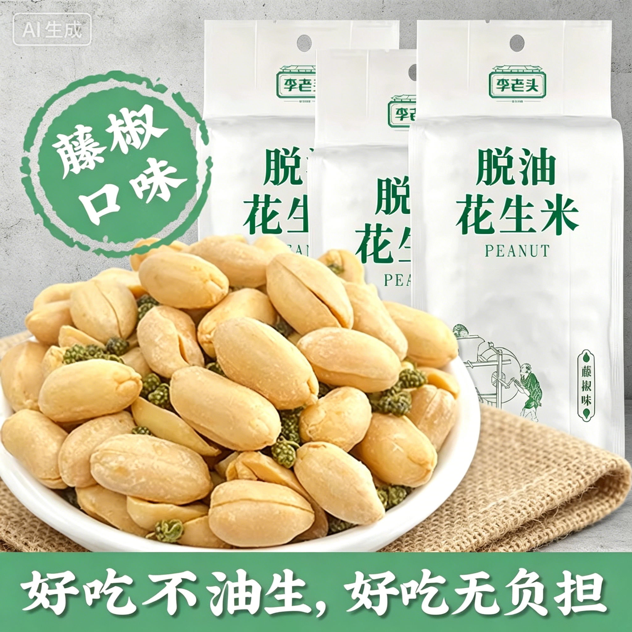 李老头脱油花生米500g香酥脱油不油腻酒菜追剧办公休闲解馋小零食