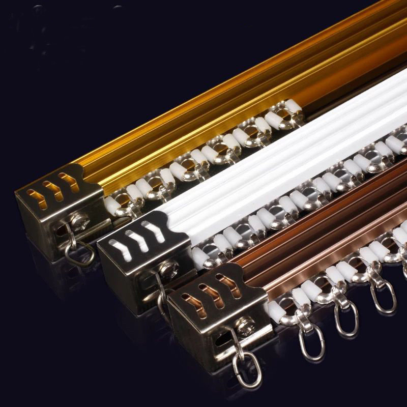 朵颐家纺旗舰店铝合金窗帘直轨道导轨顶装侧装白色窗帘杆滑道配件