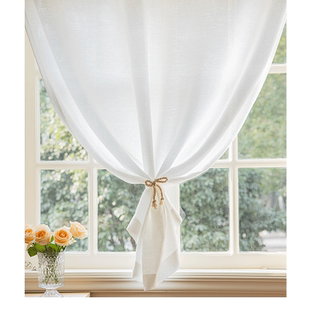 魔术贴窗帘免打孔安装纱帘透光不透人阳台纱飘窗窗纱白色隔断遮挡