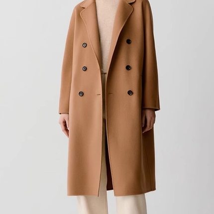 专柜正品ICICLE之禾女装2025秋季经典手工缝制羊毛羊绒双面呢大衣