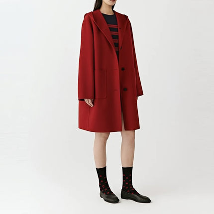 专柜正品ICICLE之禾女装新年系列2025冬新款羊毛双面呢连帽大衣女