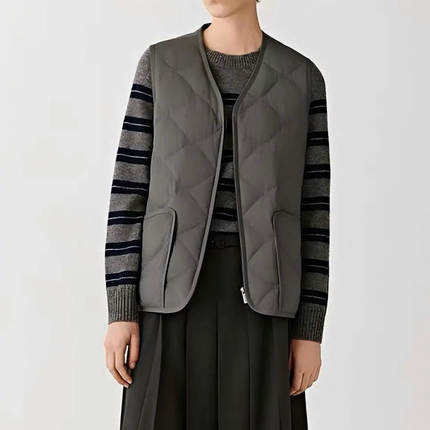 专柜正品ICICLE之禾女装2025冬季新款V领羊毛混纺平纹布羽绒马甲