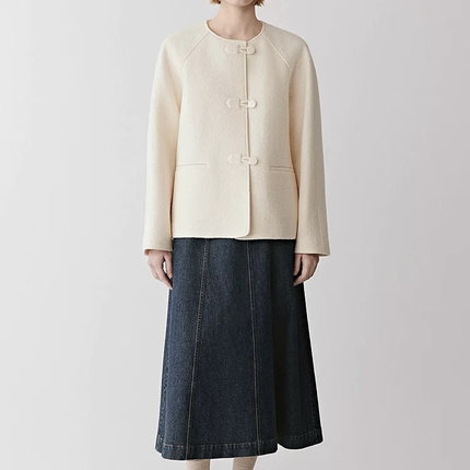 专柜正品ICICLE之禾女装2025冬新款圈圈绒羊毛摇粒绒圆领中式外套