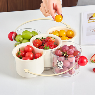 高颜值水果盘客厅家用2026新款茶几旋转果盘果篮洗水果神器沥水篮