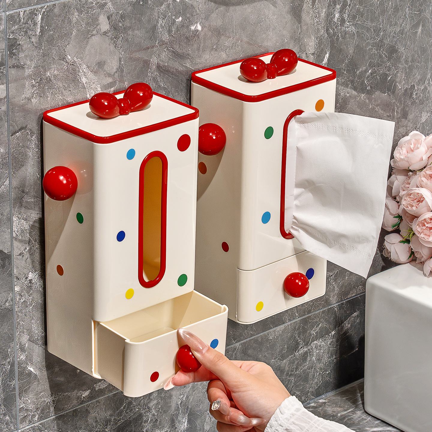 【爆款】多巴胺壁挂式纸巾盒