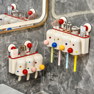 吸盘牙刷置物架壁挂式 卫生间漱口杯牙杯架子 免打孔牙刷架2025新款