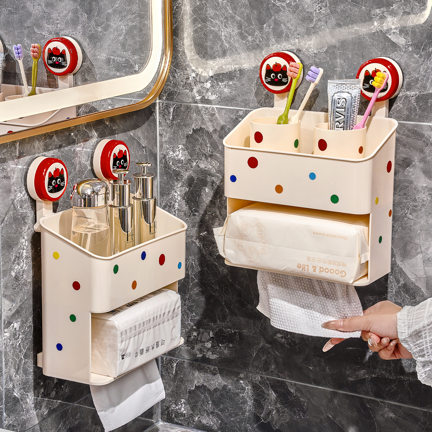 【爆款】吸盘双层卫生间厕纸盒