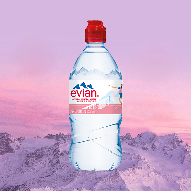 【特价冲量】evian/依云法国进口整箱矿泉水750ml*12运动瓶