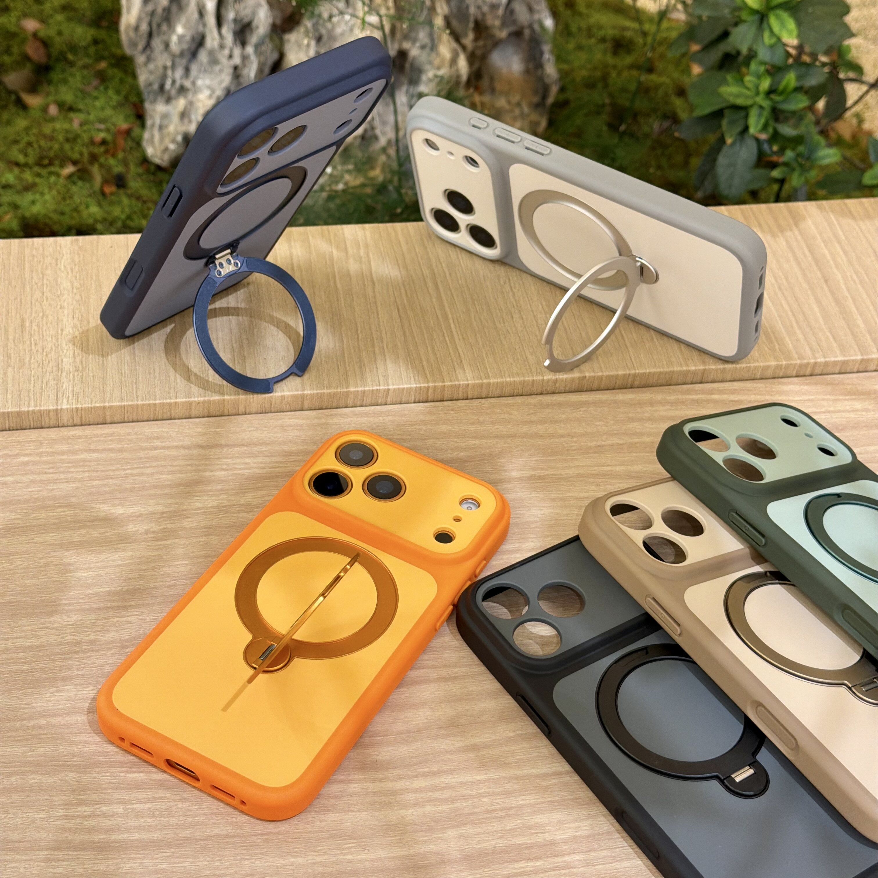 恩王 液态撞色肤感360°旋转支架苹果17promax手机壳适用于iPhone16pro全包防摔15max高级新款13/14便携男女