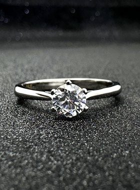 光托六爪钻戒圆形女戒送女友简约