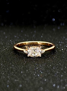 玫瑰金横版椭圆1克拉戒指