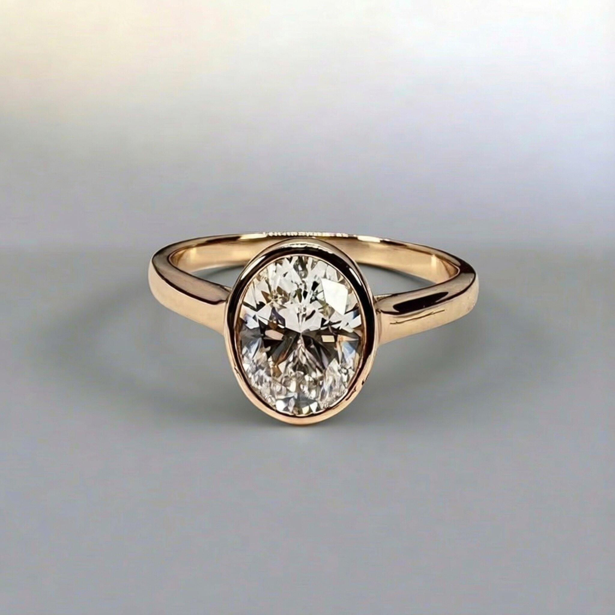 山月围镶2ct椭圆人工钻女戒银镶时尚大气玫瑰金白金色镶嵌轻奢