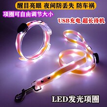 发光项圈狗脖圈狗狗夜光遛狗灯防走失灯夜行灯大中型犬反光牵引绳