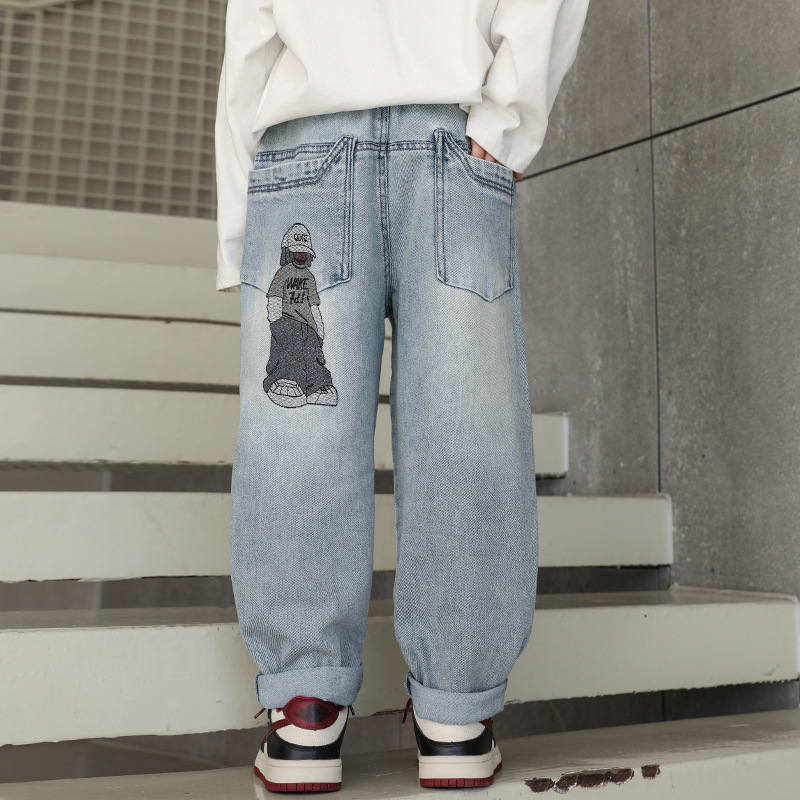 男童牛仔裤春秋季青少年2025新款儿童洋气裤子秋装大童帅气休闲裤