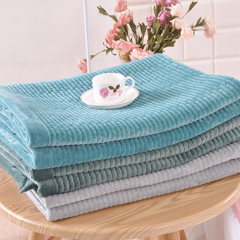 韩国进口牛奶绒床盖双面两用单人大学生宿舍纯棉两面铺床单全棉