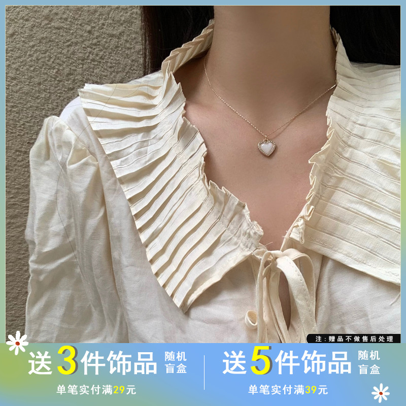 气质优雅乳白色爱心女镶钻项链