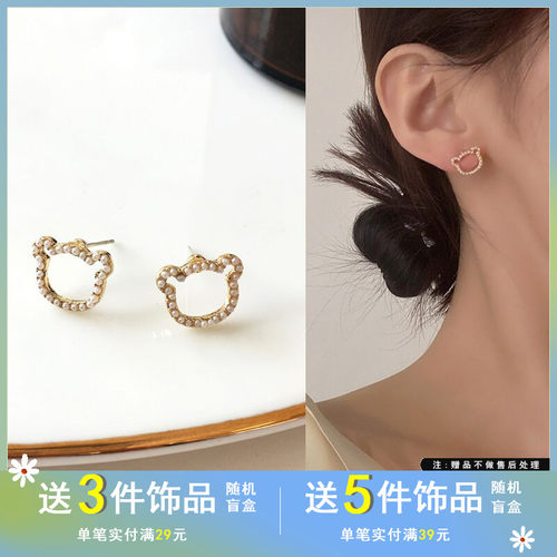小众银针镂空耳夹珍珠
