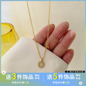 韩国简约镂空字母H项链2021年新款 女颈链气质镶钻网红锁骨链1171