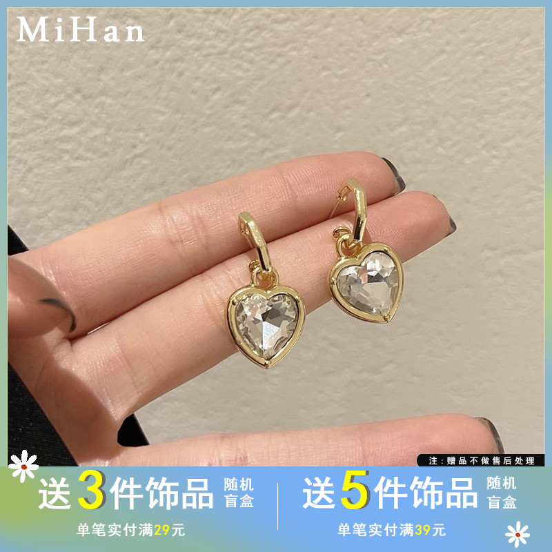 韩国气质爱心C字耳钉简约