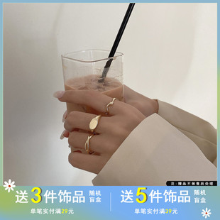 欧美简约不规则三件套戒指女小众设计指环嘻哈街拍时尚 食指戒2071