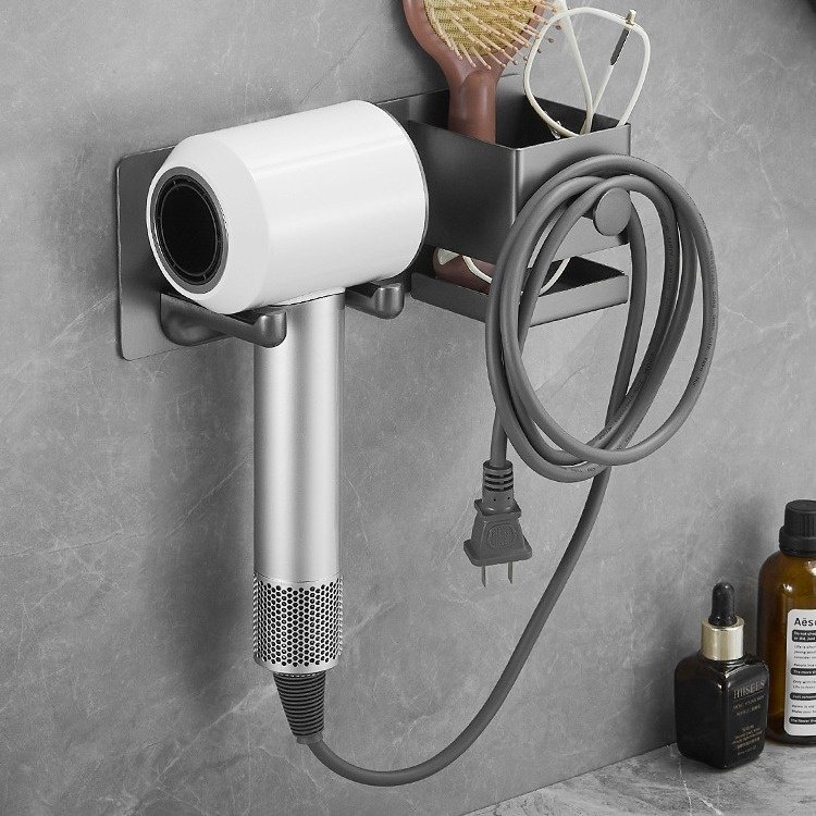 枪灰色免打孔吹风机支架加厚不锈钢浴室收纳架壁挂式卫生间置物架,家庭/个人清洁工具,吹风机置物架,淘宝优惠券,粉丝福利购,淘宝优惠卷