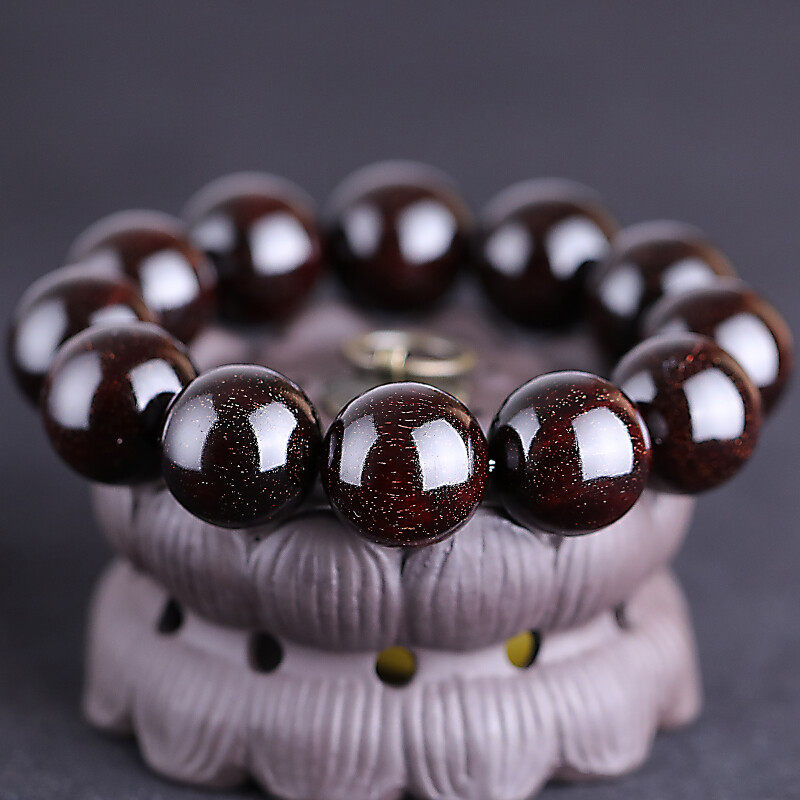 妍韵珠宝收藏级爆金星印度小叶紫檀手串文玩佛珠檀香手链20mm63克