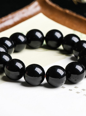 黑曜石手串石玥珠宝乌金黑曜石