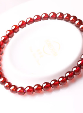 收藏级香槟橙红石榴石手链