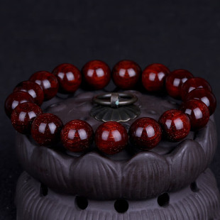 妍韵珠宝12mm泥料小叶紫檀手串文玩佛珠念珠木把件男女士 重17克