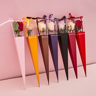 单支花束包装盒礼盒玫瑰鲜花包装袋盒子多支花束包装纸摆摊资材料