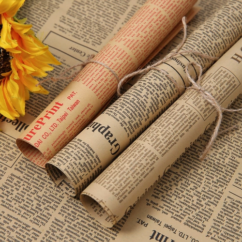 Ретро английская газета цветочный пакет бумага Букеки цветочный кап -капсуй