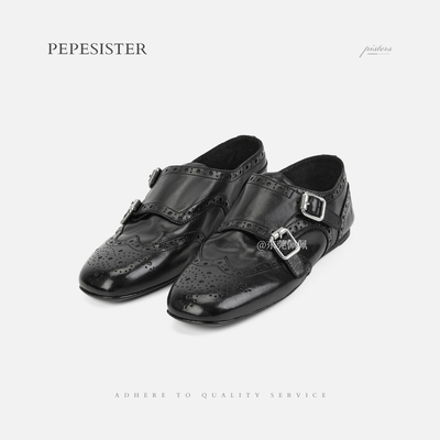 PEPESISTER【匀刻】雕花女鞋复古水洗牛皮孟克鞋乐福小皮鞋B1719