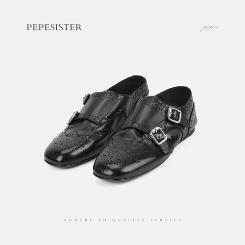PEPESISTER【匀刻】雕花女鞋复古水洗牛皮孟克鞋乐福小皮鞋B1719
