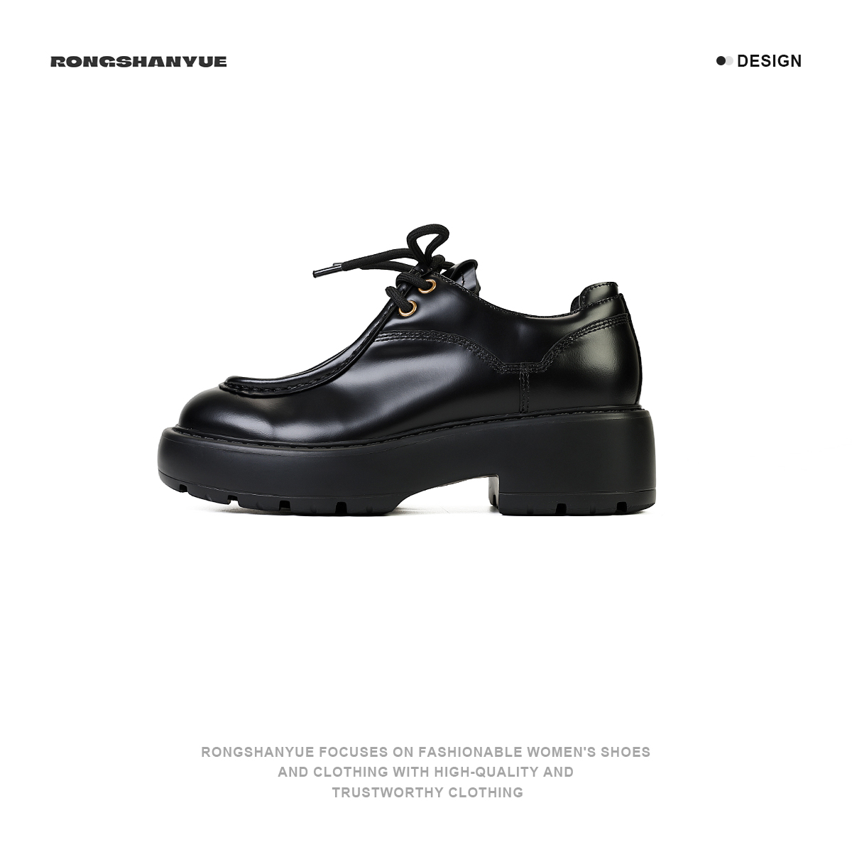 百搭牛皮圆头厚底乐福鞋英伦风浅口玛丽珍单鞋女B853