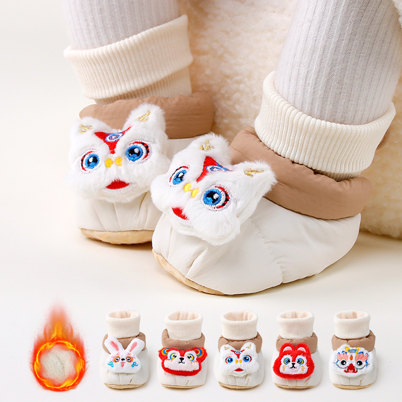 画糖计婴儿鞋子冬季男女童小月龄婴幼儿0-1岁宝宝厚鞋袜一体加绒