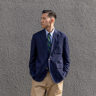 KUFFYLINK轻量单排金扣常春藤西装 NavyBlazer休闲西服外套布雷泽