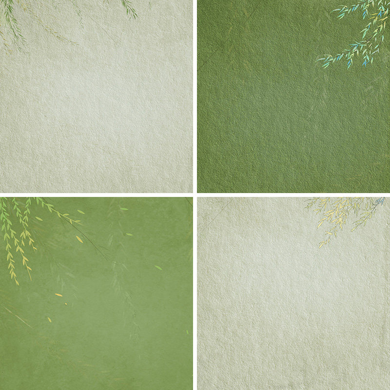 古风素材室内网红高清小清新壁纸壁画国潮带货绿色肌理纹理中国风直播