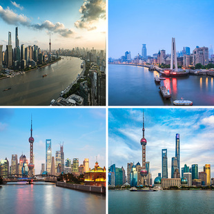 上海东方明珠建筑挂画外滩风景图酒店背景壁画直播背景布3d立体壁纸画直播间场景布置高级感抖音快手拍视频