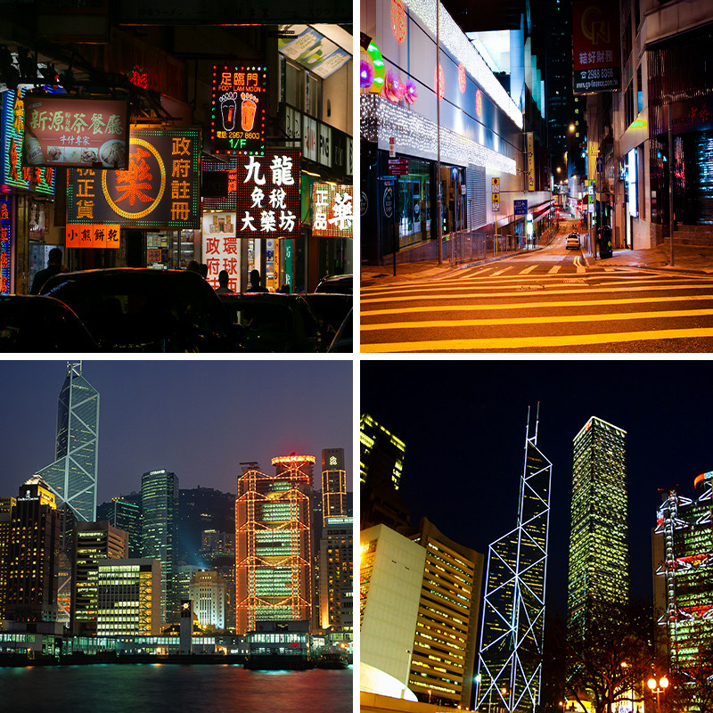 香港夜景城市街道直播背景布3d立体背景墙喷绘场景布置高级感壁纸画