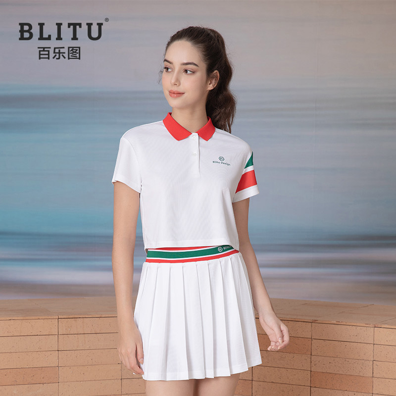 高尔夫服装女士套装夏季速干透气短袖t恤高端时尚撞色运动短裙子